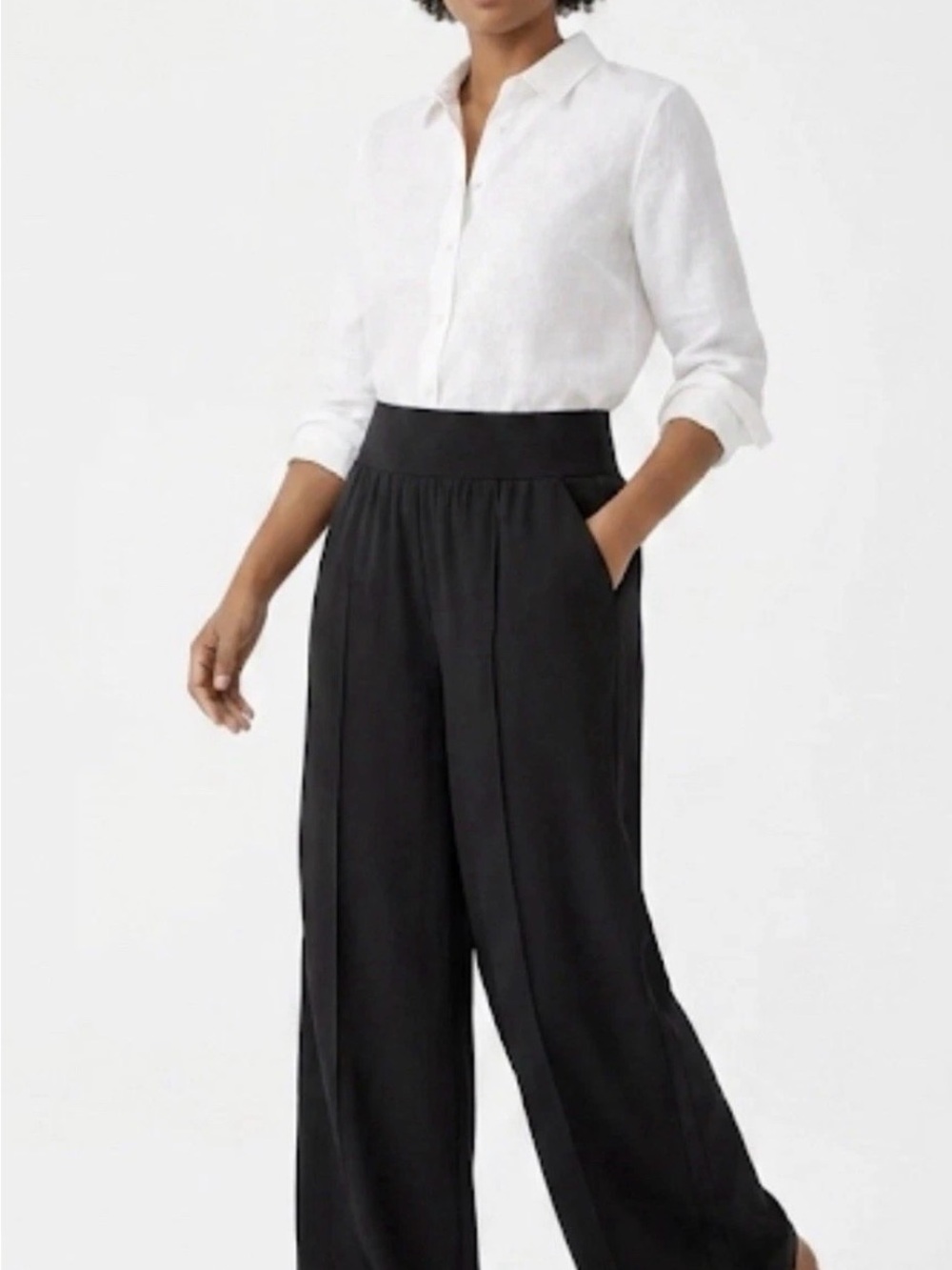 Athleta Black Wide-Leg High-Waist Pants